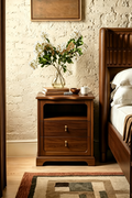Vintage Wooden Nightstand with Fluted Texture