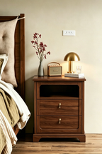 Vintage Wooden Nightstand with Fluted Texture