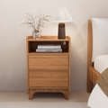 Minimalist Wooden Nightstand in Light Oak Finish