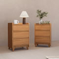 Minimalist Wooden Nightstands Set in Light Oak Finish