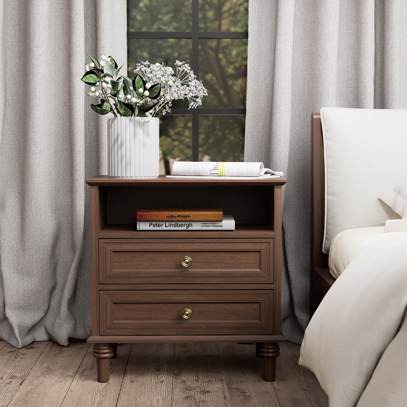 Vintage Nightstand with Backguard
