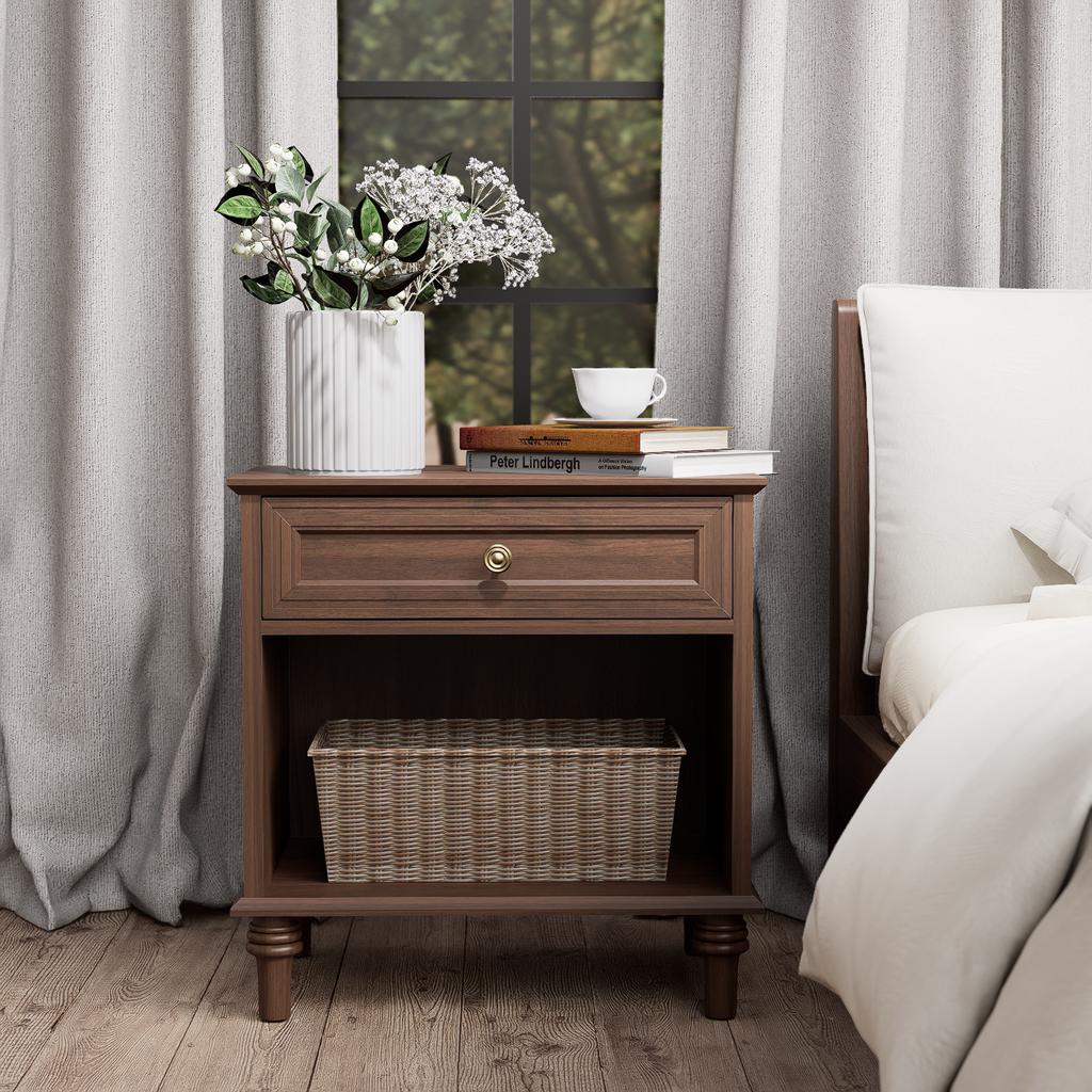 Vintage Nightstand with Backguard