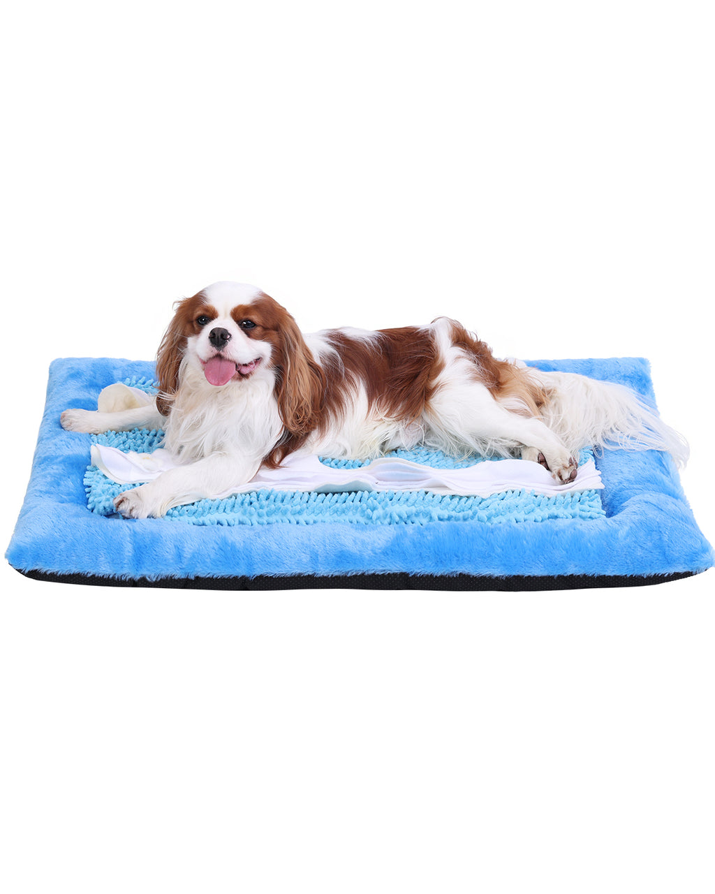KSIIA 2-in-1 Snuffle Dog Bed – Washable Plush Crate Mat with Removable Foraging Top