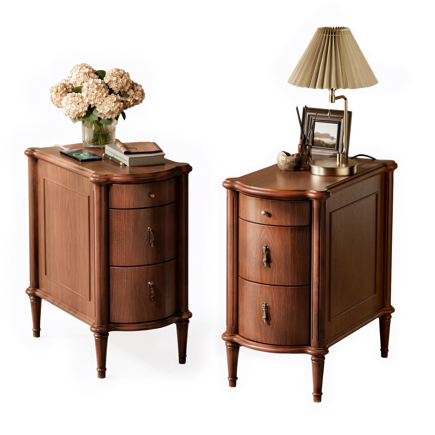 Curved Front Vintage Bedside Table