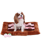 KSIIA 2-in-1 Snuffle Dog Bed – Washable Plush Crate Mat with Removable Foraging Top