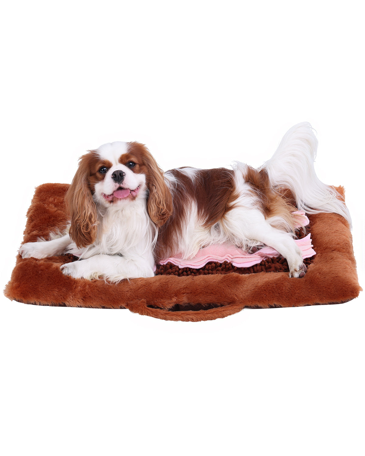 KSIIA 2-in-1 Snuffle Dog Bed – Washable Plush Crate Mat with Removable Foraging Top