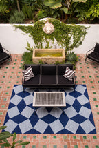 Geometric Pattern Outdoor & Indoor Area Rug, Machine Washable Stain Resistant Rectangular Floor Mat, Modern Abstract Striped Rug for Patio, Living Room & Balcony