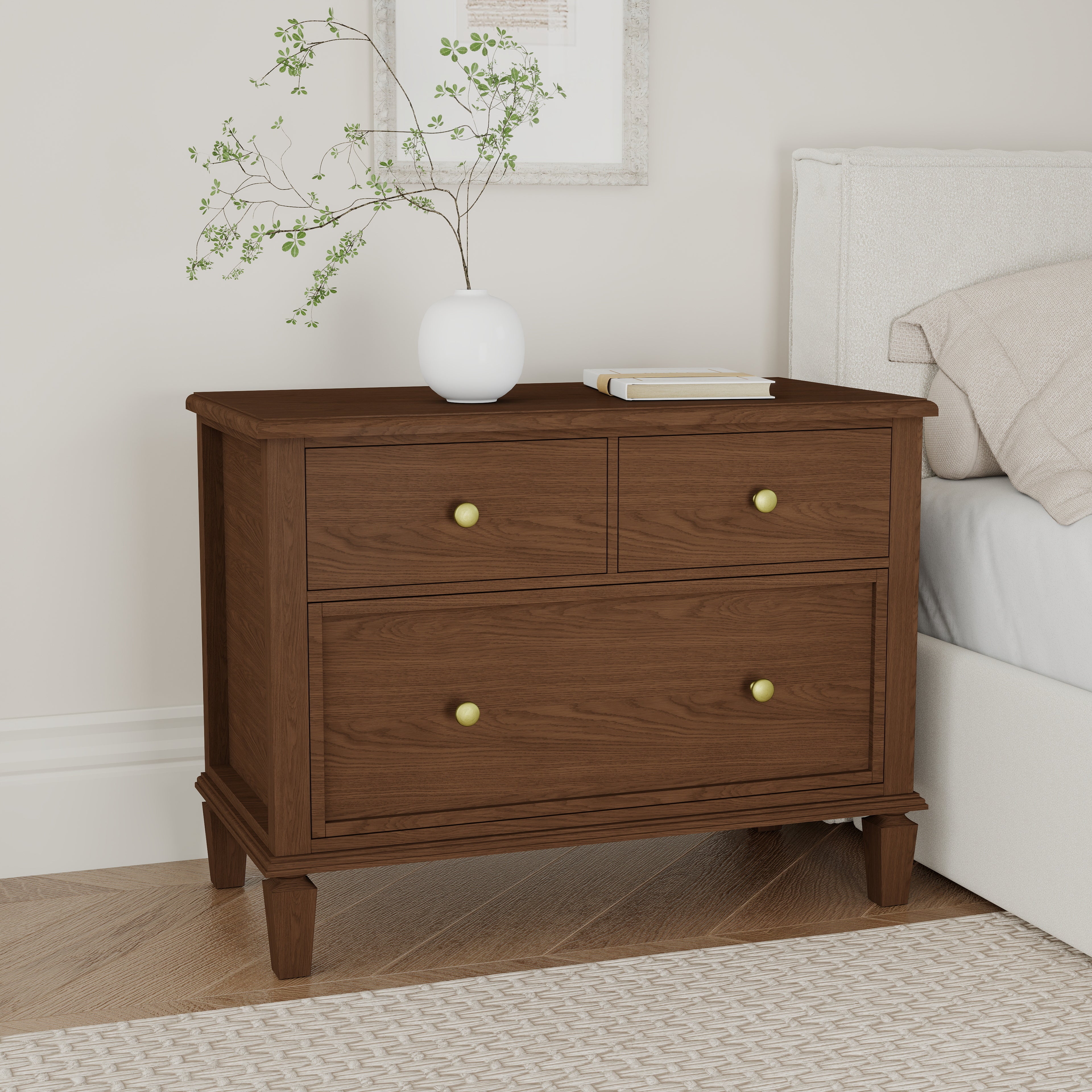 Patina Wide 3-Drawer Nightstand with Charging (28.5")
