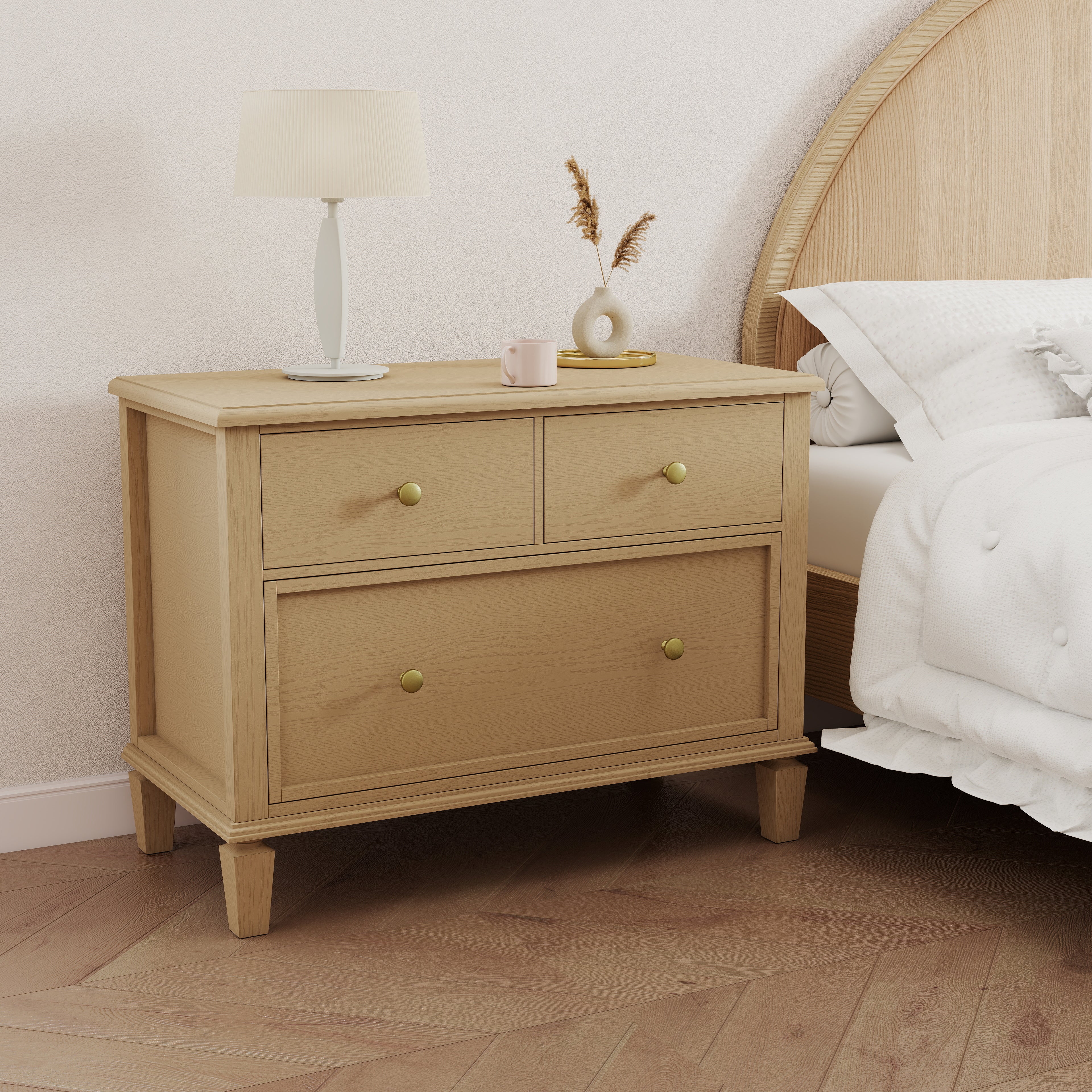 Patina Wide 3-Drawer Nightstand with Charging (28.5")