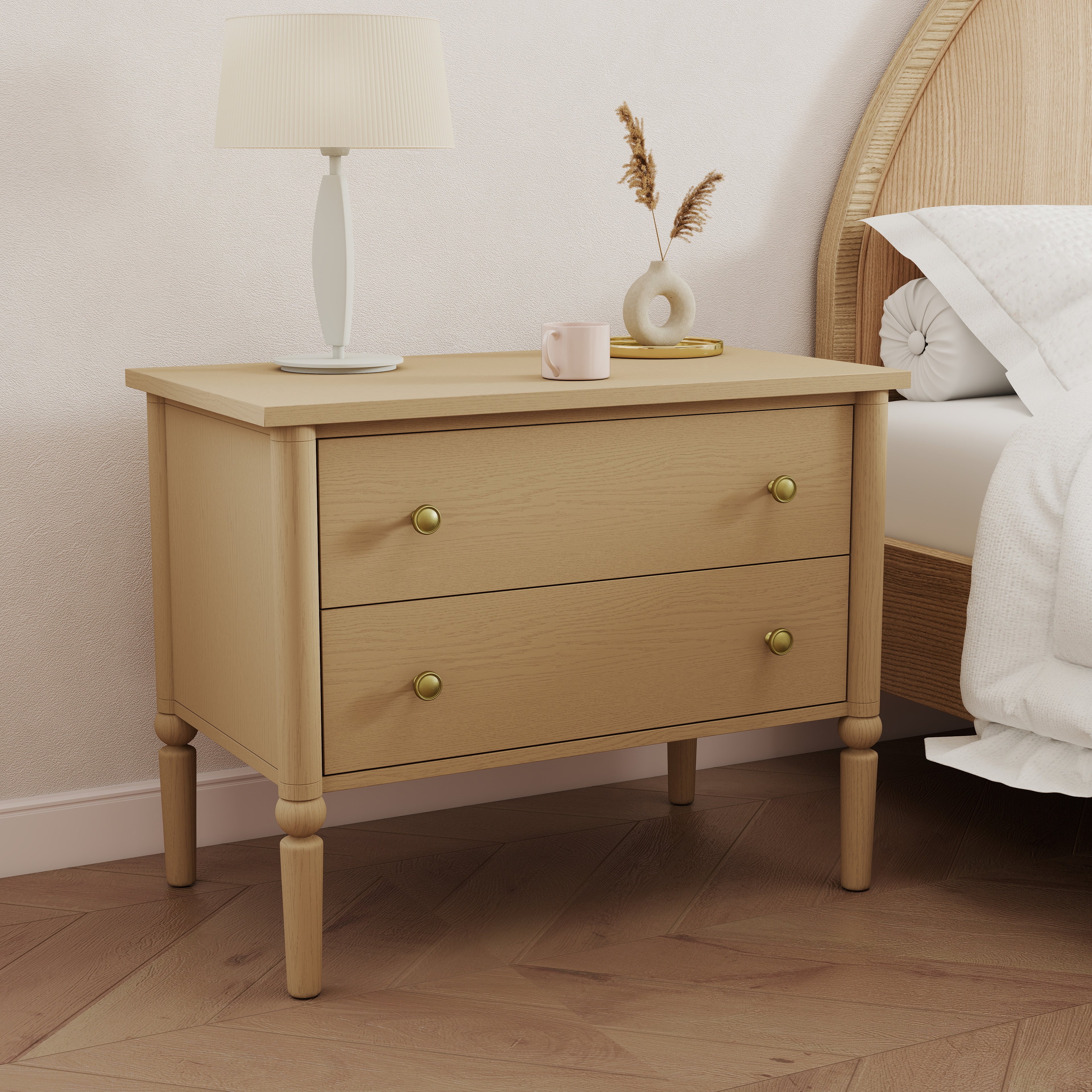 Lumière Antique 2-Drawer Nightstand with Charging