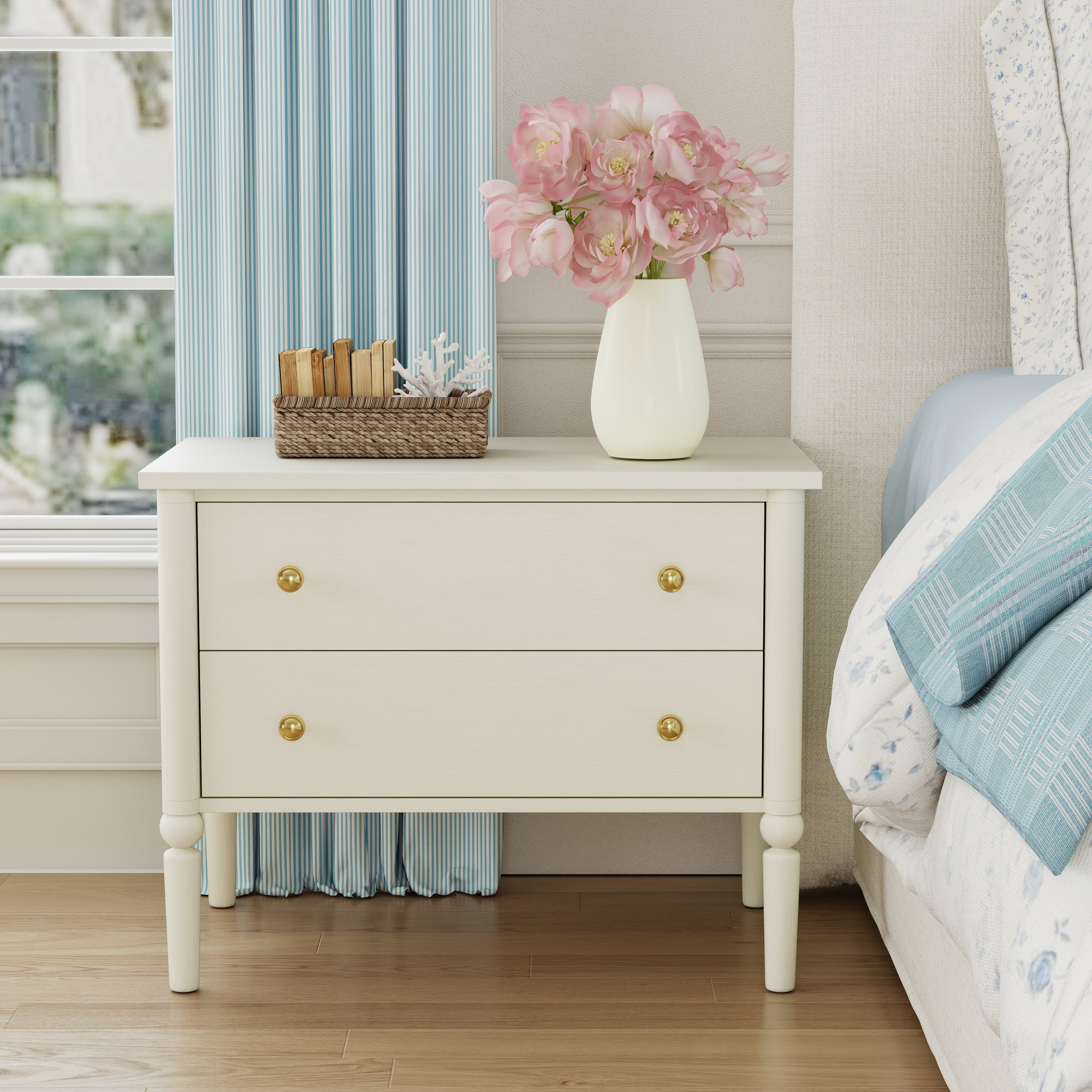 Lumière Antique 2-Drawer Nightstand with Charging