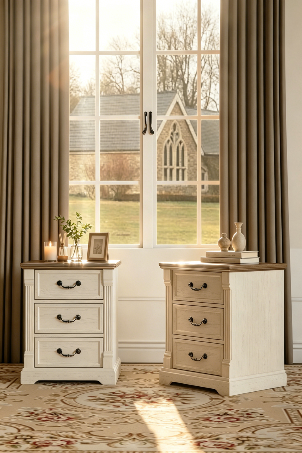 Farmhouse 3-Drawer Nightstand with Solid Wood Top - Versatile Bedroom Storage Cabinet