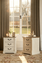 Farmhouse 3-Drawer Nightstand with Solid Wood Top - Versatile Bedroom Storage Cabinet