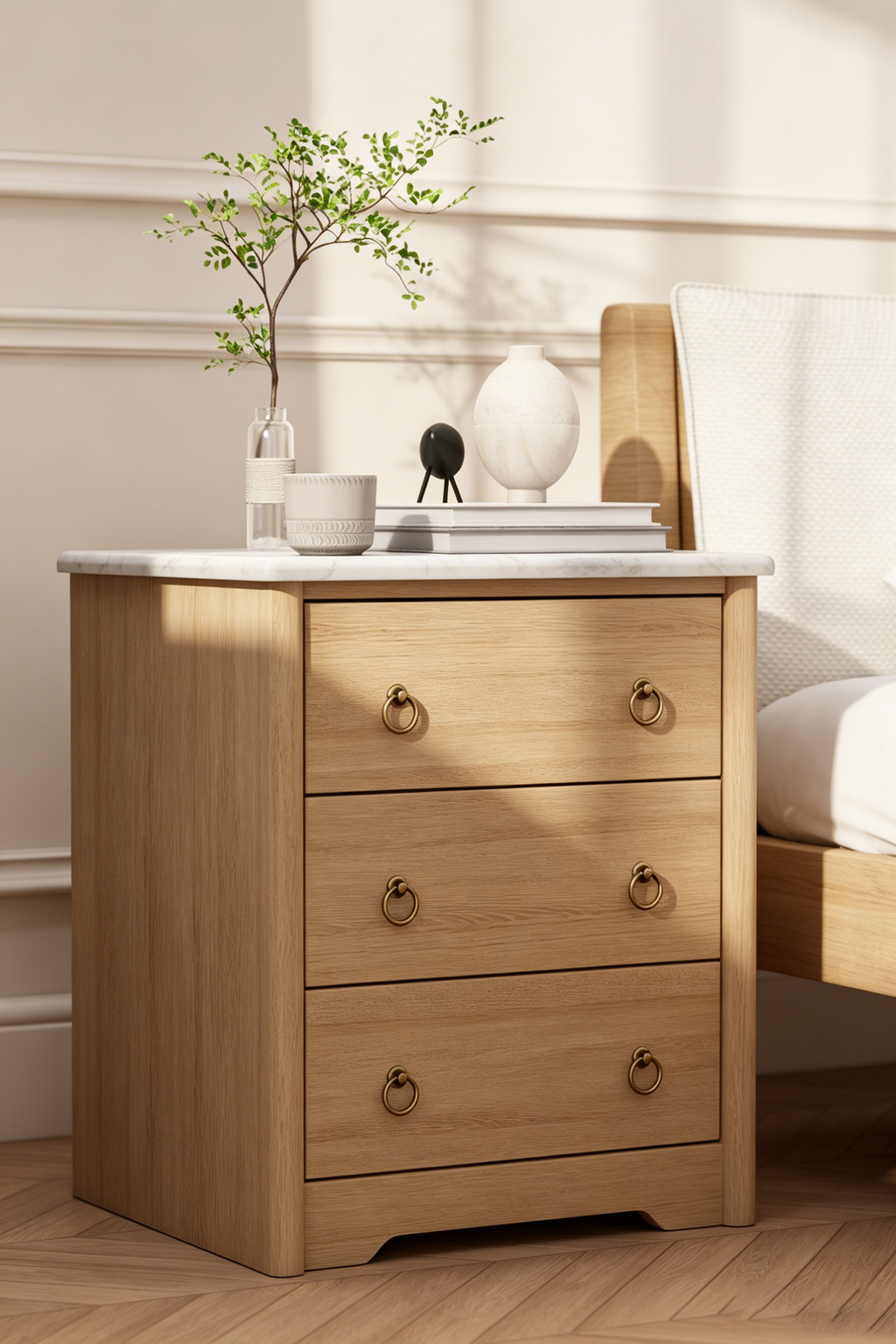 Wooden bedside table