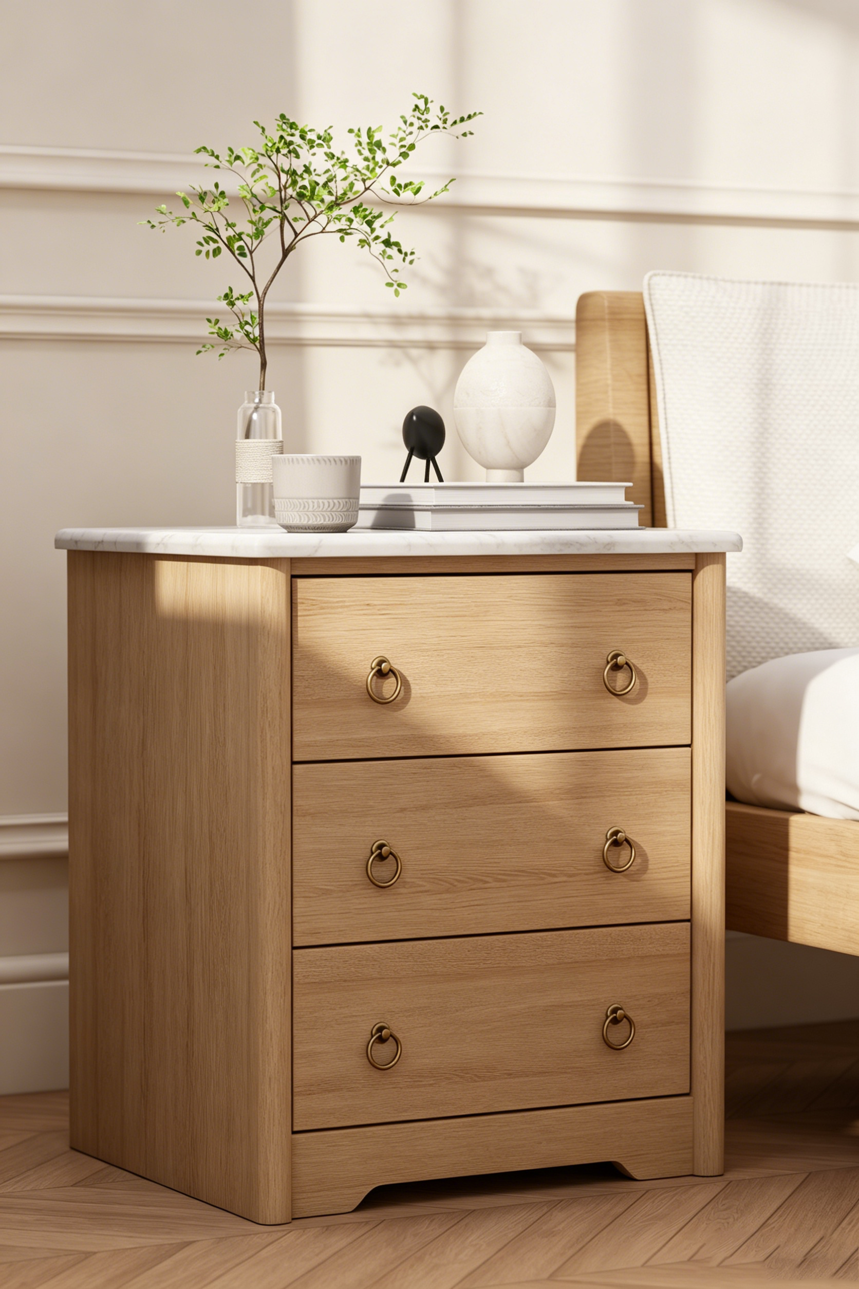 Wooden bedside table
