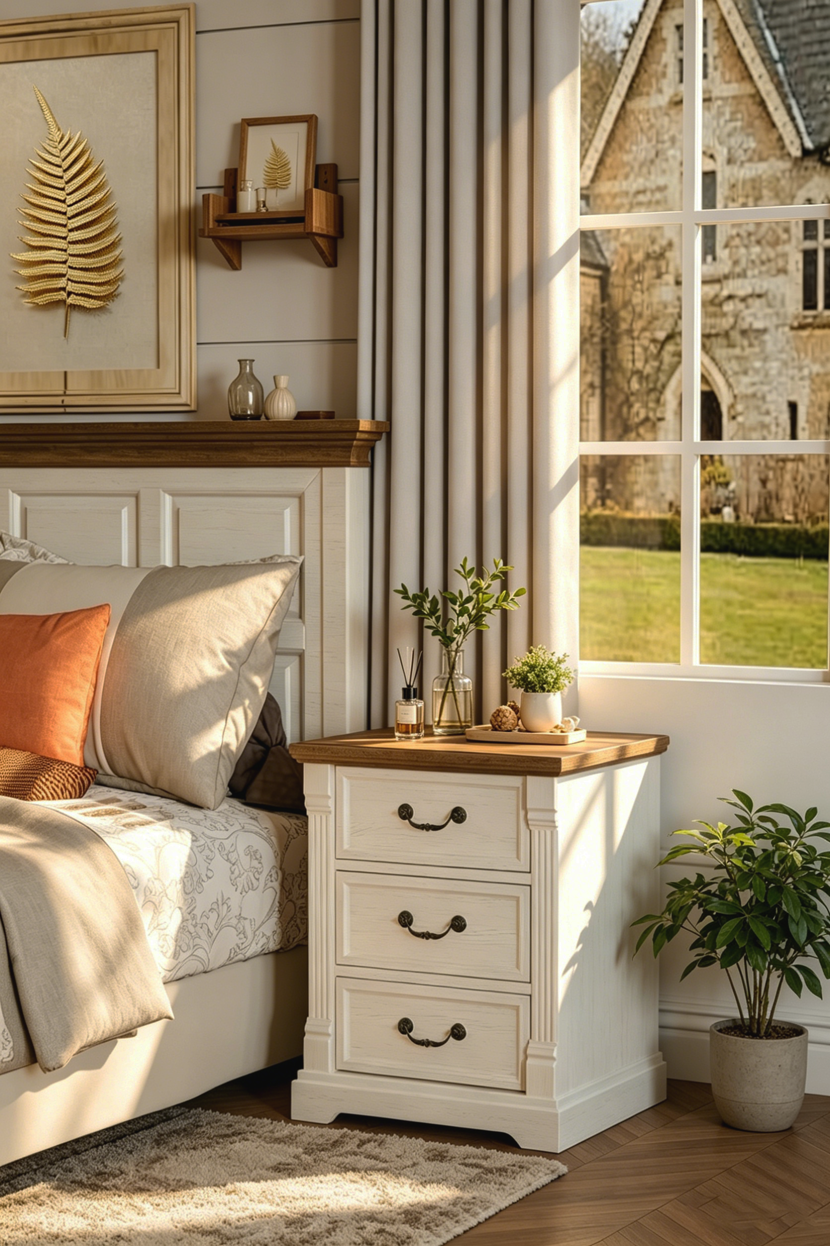 Farmhouse 3-Drawer Nightstand with Solid Wood Top - Versatile Bedroom Storage Cabinet
