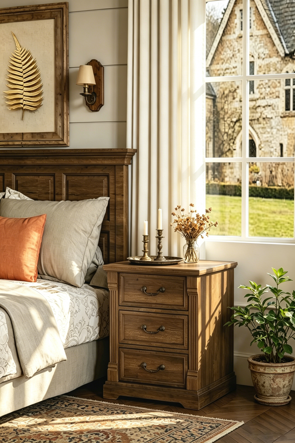 Farmhouse 3-Drawer Nightstand with Solid Wood Top - Versatile Bedroom Storage Cabinet