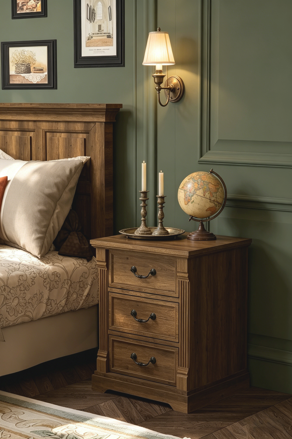 Farmhouse 3-Drawer Nightstand with Solid Wood Top - Versatile Bedroom Storage Cabinet