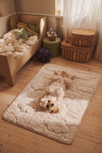 KSIIA Cloud Quilted Plush Pet Mat | Ultra Soft Non-Slip Floor Bed for Small & Medium Dogs/Cats, Washable
