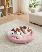 Puppy dog bed with Tug Toy and Comfort Cuddler Pillow - Stuffed Animal for Cuddling & Playing