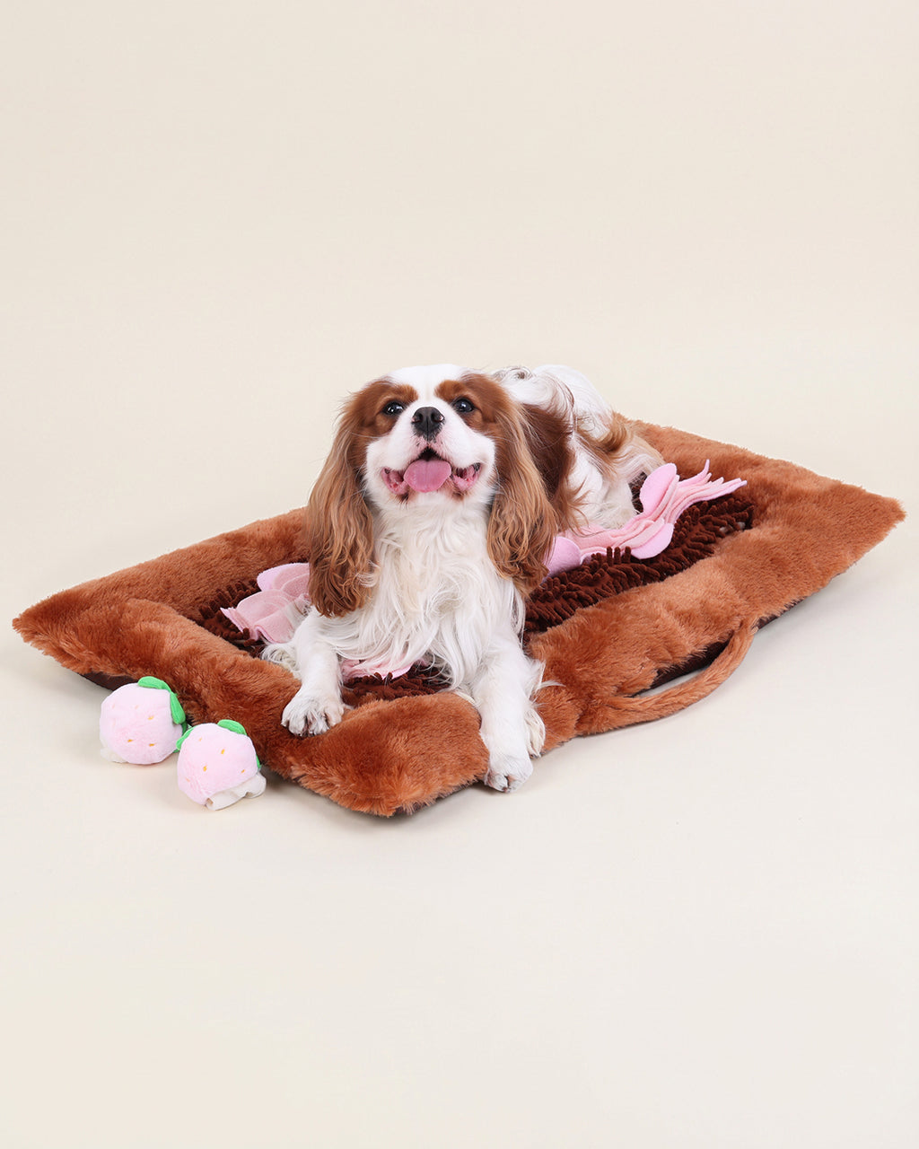 KSIIA 2-in-1 Snuffle Dog Bed – Washable Plush Crate Mat with Removable Foraging Top