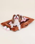 KSIIA 2-in-1 Snuffle Dog Bed – Washable Plush Crate Mat with Removable Foraging Top