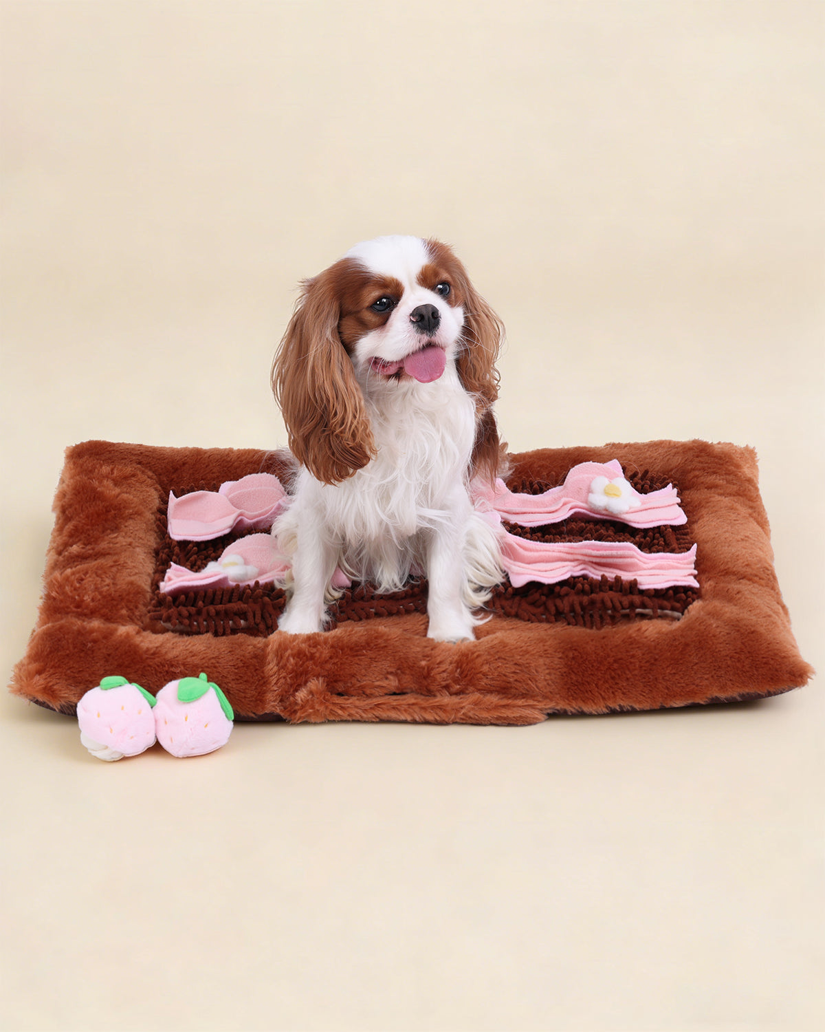 KSIIA 2-in-1 Snuffle Dog Bed – Washable Plush Crate Mat with Removable Foraging Top