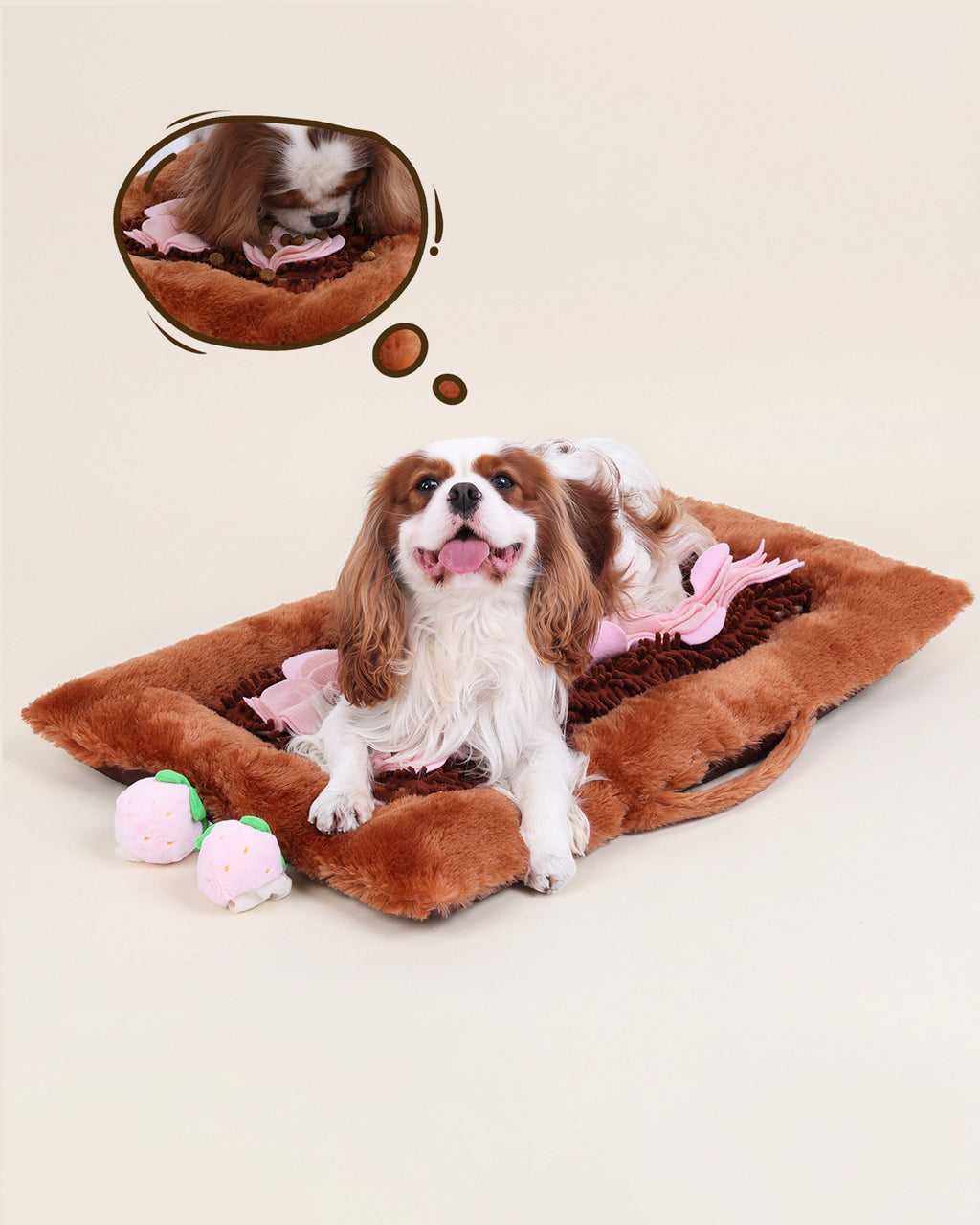KSIIA 2-in-1 Snuffle Dog Bed – Washable Plush Crate Mat with Removable Foraging Top