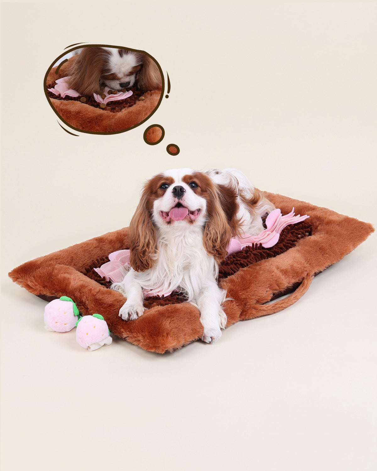 KSIIA 2-in-1 Snuffle Dog Bed – Washable Plush Crate Mat with Removable Foraging Top