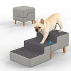 2-in-1 Foldable Dog Stairs for Couch and Bed , Multi-Functional Dog Stairs for Small Dogs, Wooden  Pet Steps Convert to Furniture Ottoman