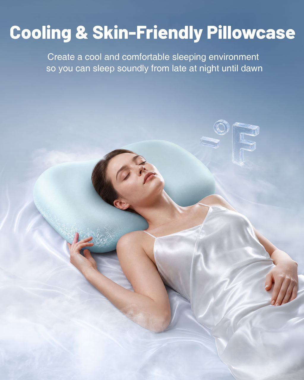 Zero-Pressure Cooling Memory Foam Pillow | Ergonomic Cloud Pillow with Breathable Cover