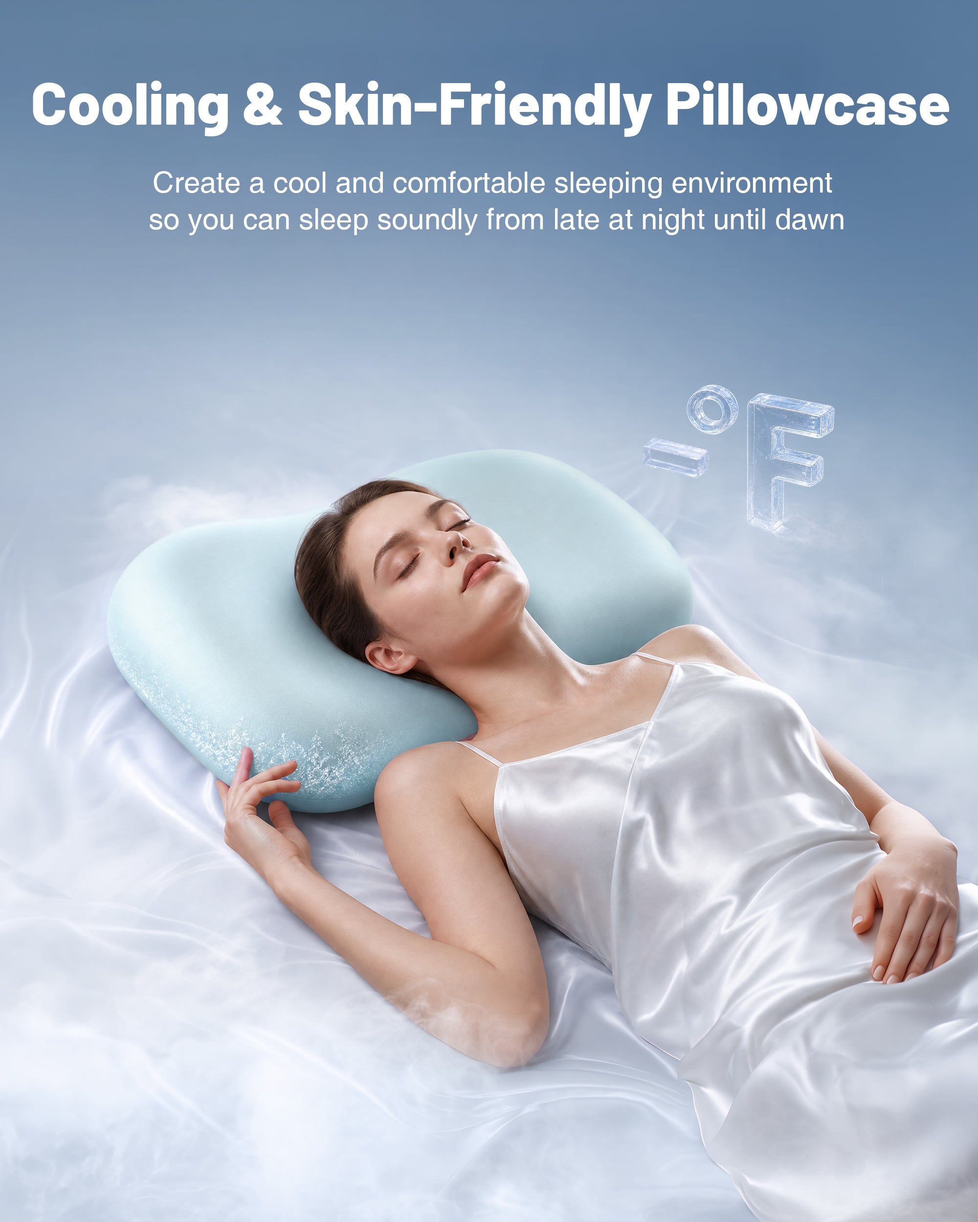 Zero-Pressure Cooling Memory Foam Pillow | Ergonomic Cloud Pillow with Breathable Cover