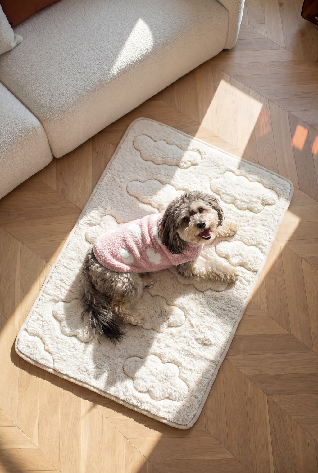 KSIIA Cloud Quilted Plush Pet Mat | Ultra Soft Non-Slip Floor Bed for Small & Medium Dogs/Cats, Washable