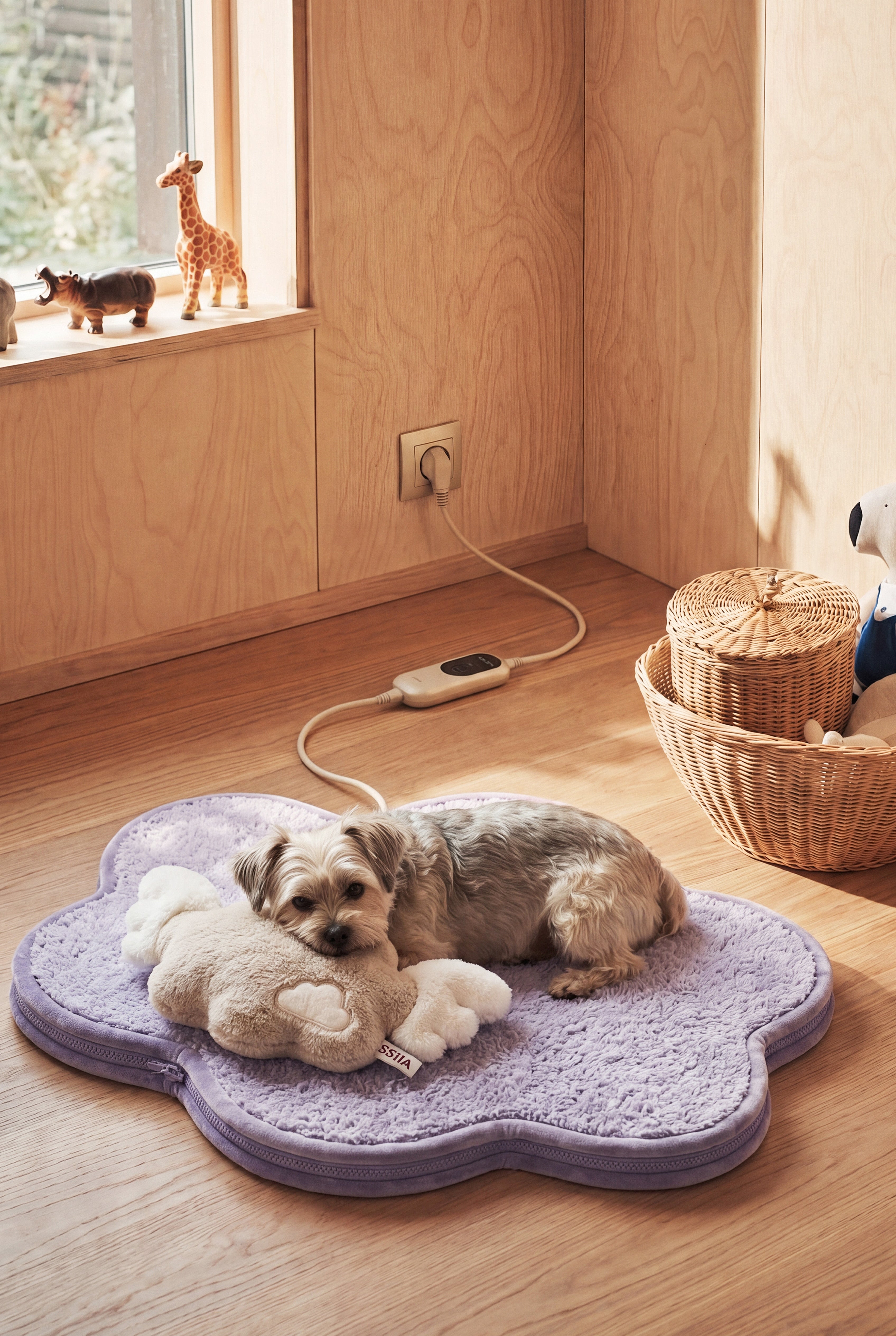KSIIA Cloud-Shaped Heated Pet Bed | Electric Warming Bed for Small Dogs & Cats, Removable Washable Cover, Anti-Chew Cord