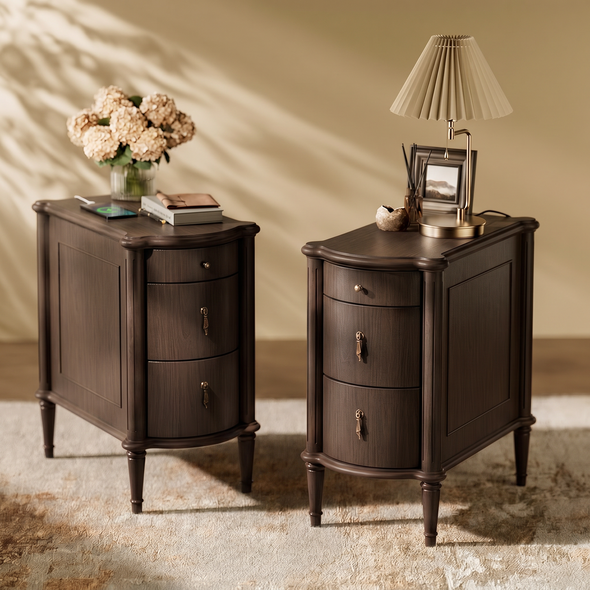 Curved Front Vintage Bedside Table