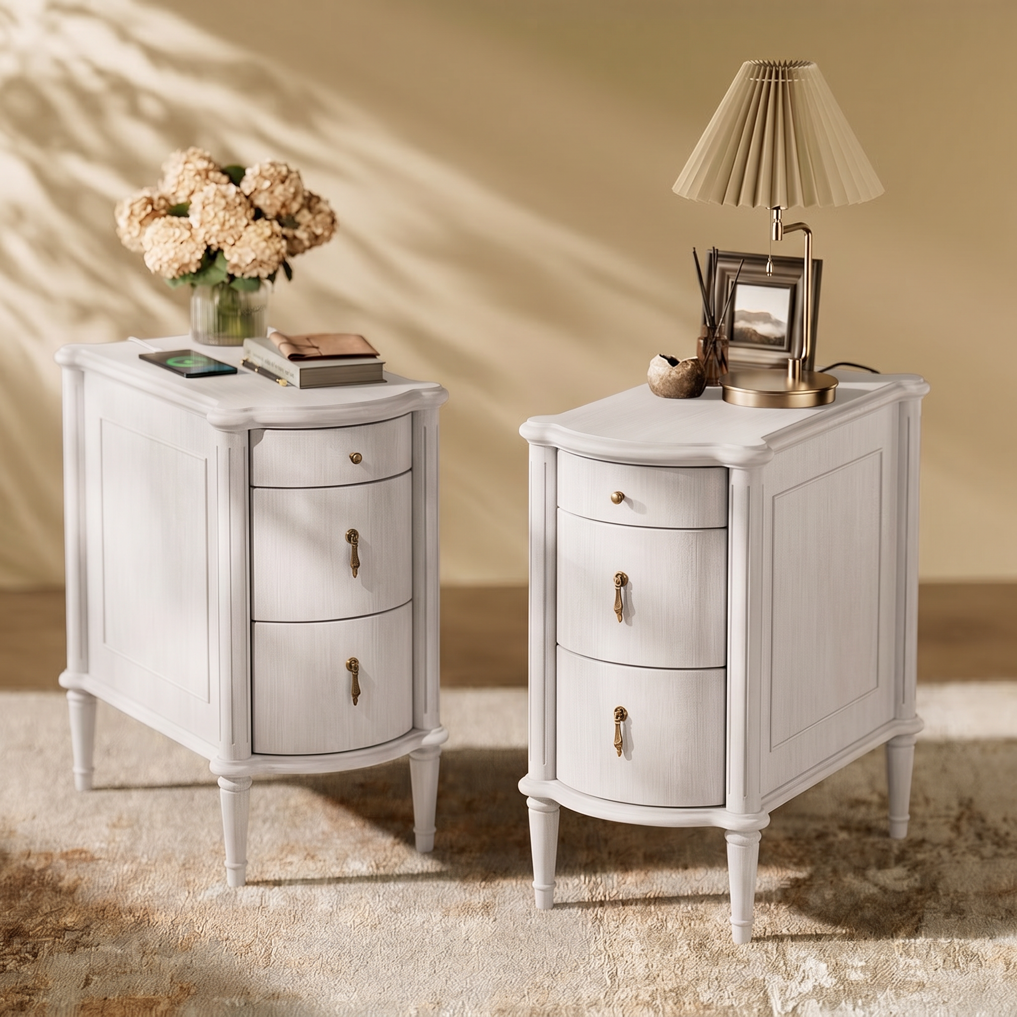 Curved Front Vintage Bedside Table
