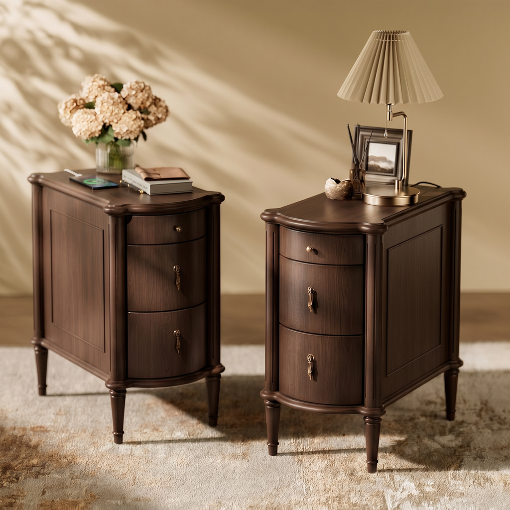 Curved Front Vintage Bedside Table