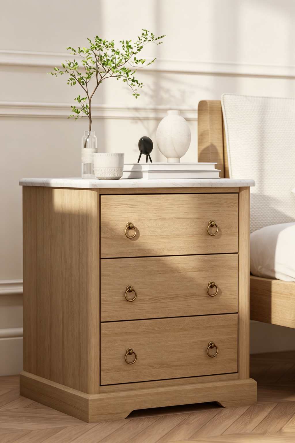 Wooden bedside table