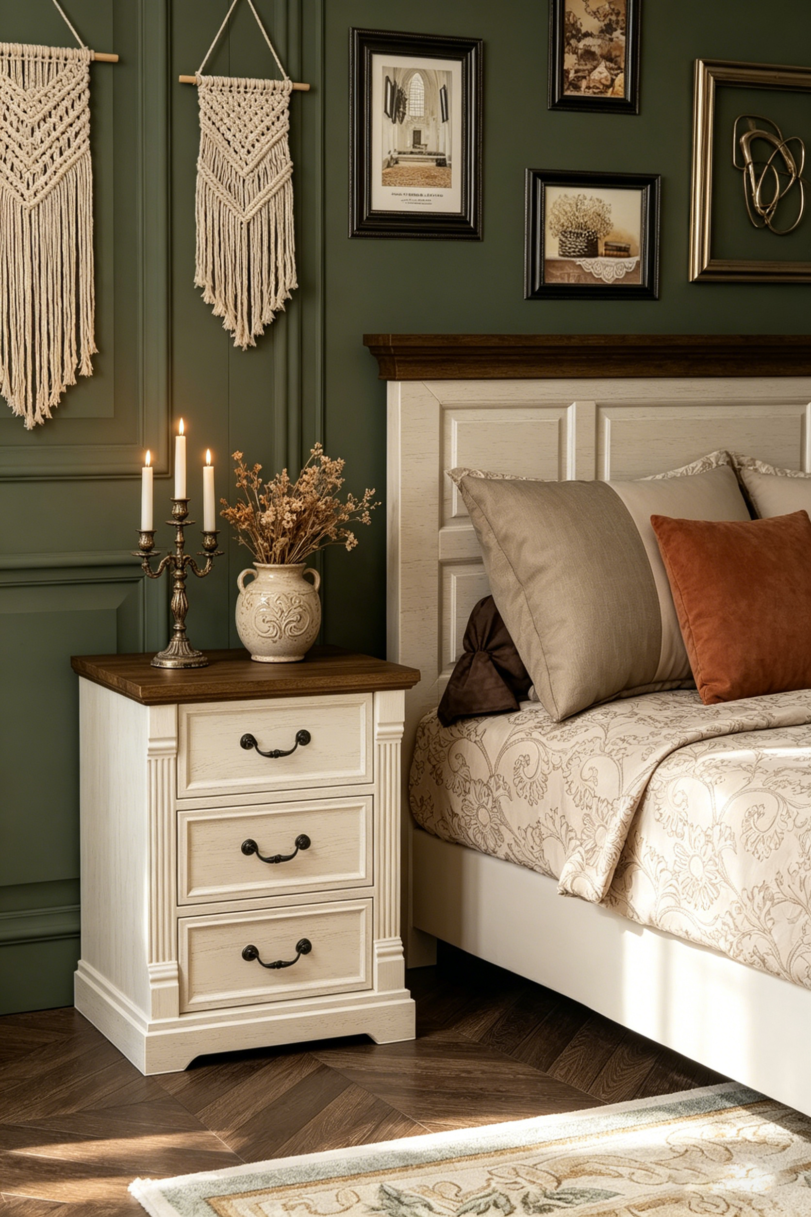 Farmhouse 3-Drawer Nightstand with Solid Wood Top - Versatile Bedroom Storage Cabinet