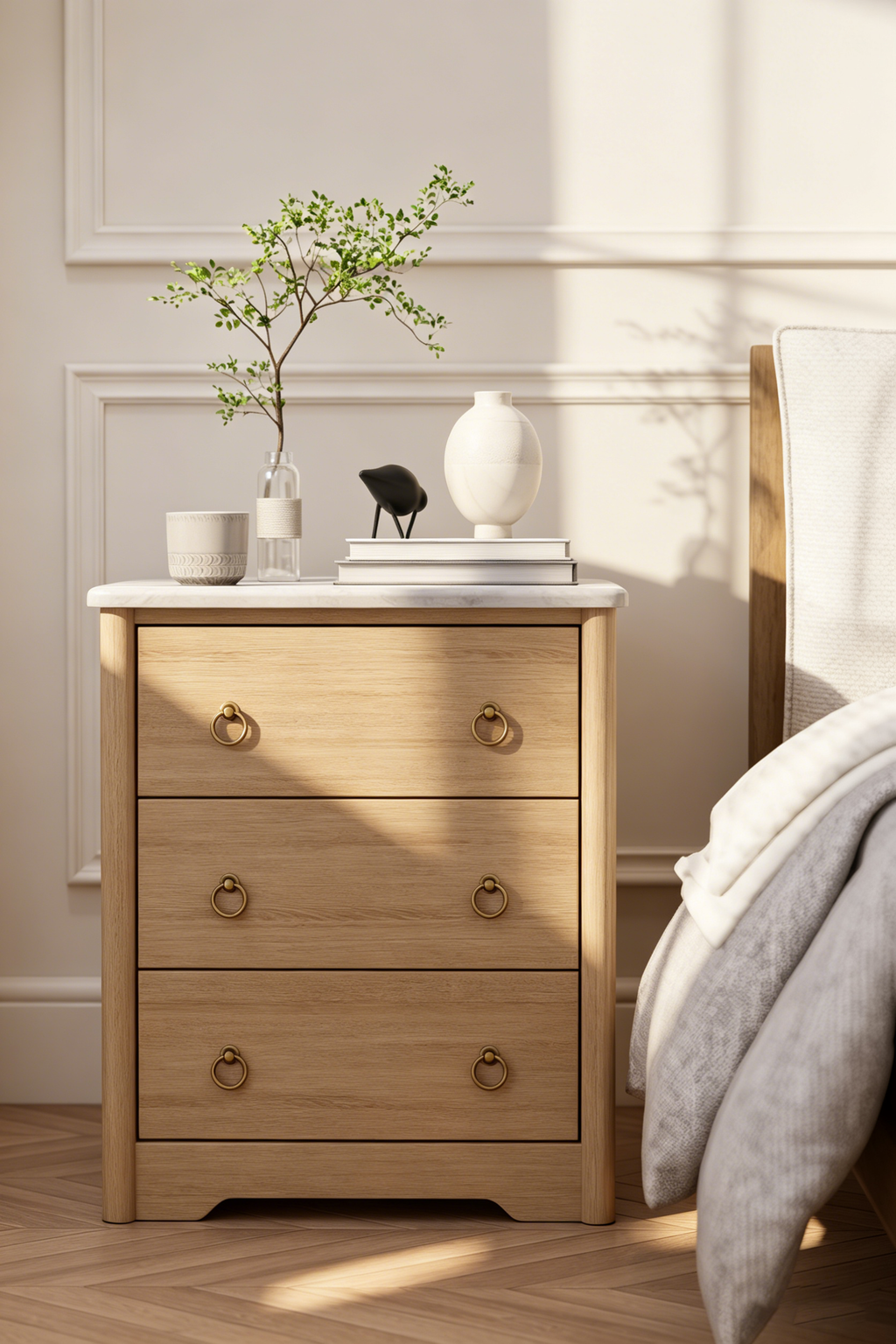 Wooden bedside table