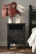 Vintage Farmhouse Bedside Table with Ornate Hardware