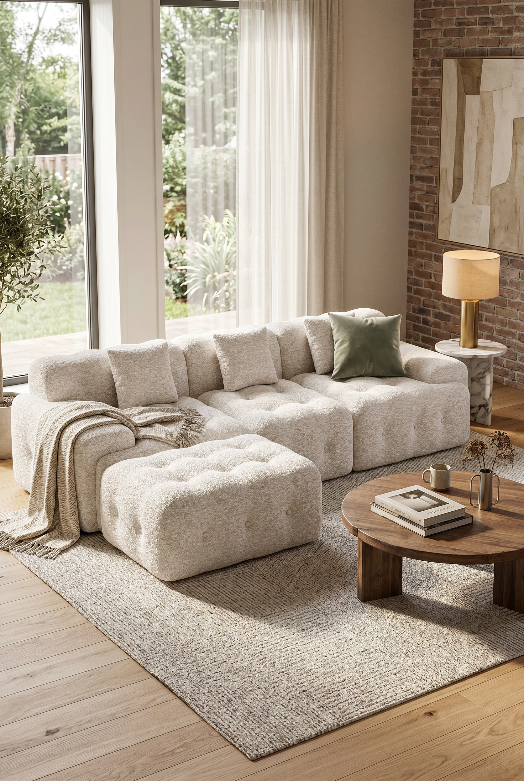 110'' Modular L-Shape Boneless Sectional Sofa | Tufted Cloud Couch with Compression Foam