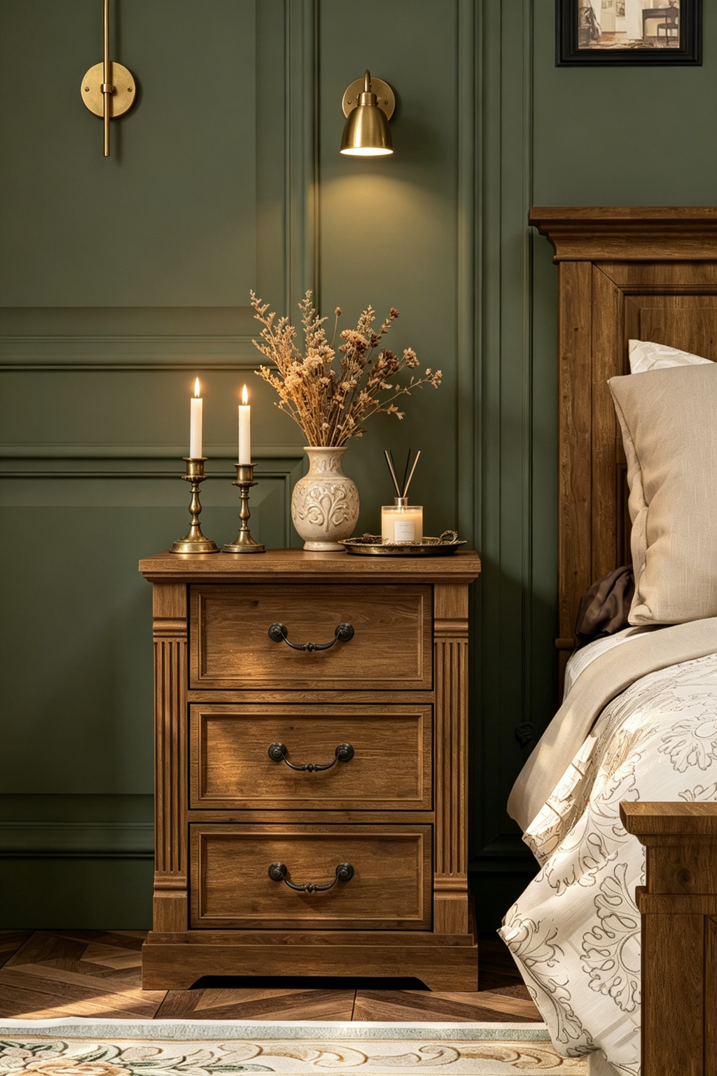 Farmhouse 3-Drawer Nightstand with Solid Wood Top - Versatile Bedroom Storage Cabinet