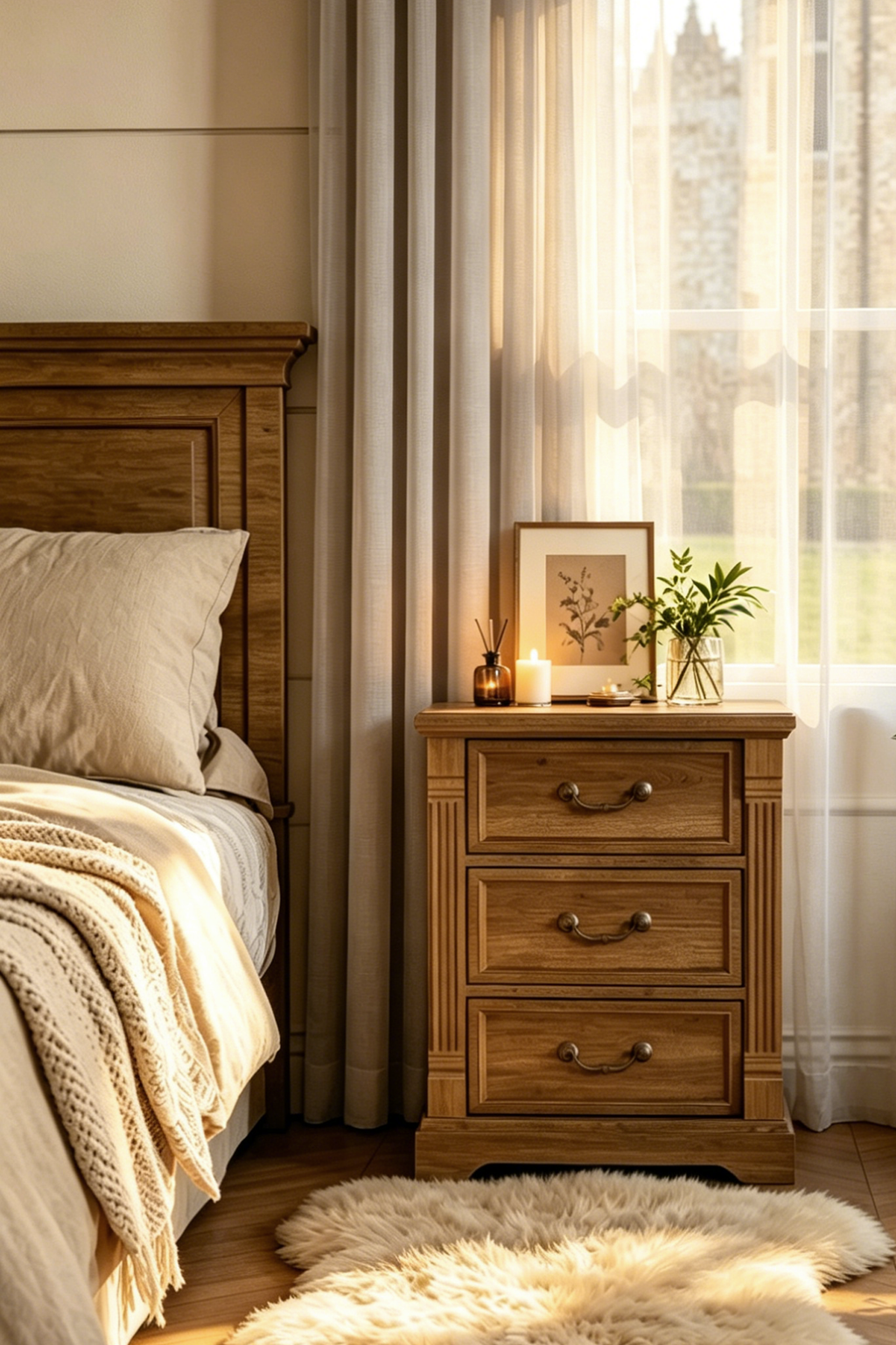 Farmhouse 3-Drawer Nightstand with Solid Wood Top - Versatile Bedroom Storage Cabinet
