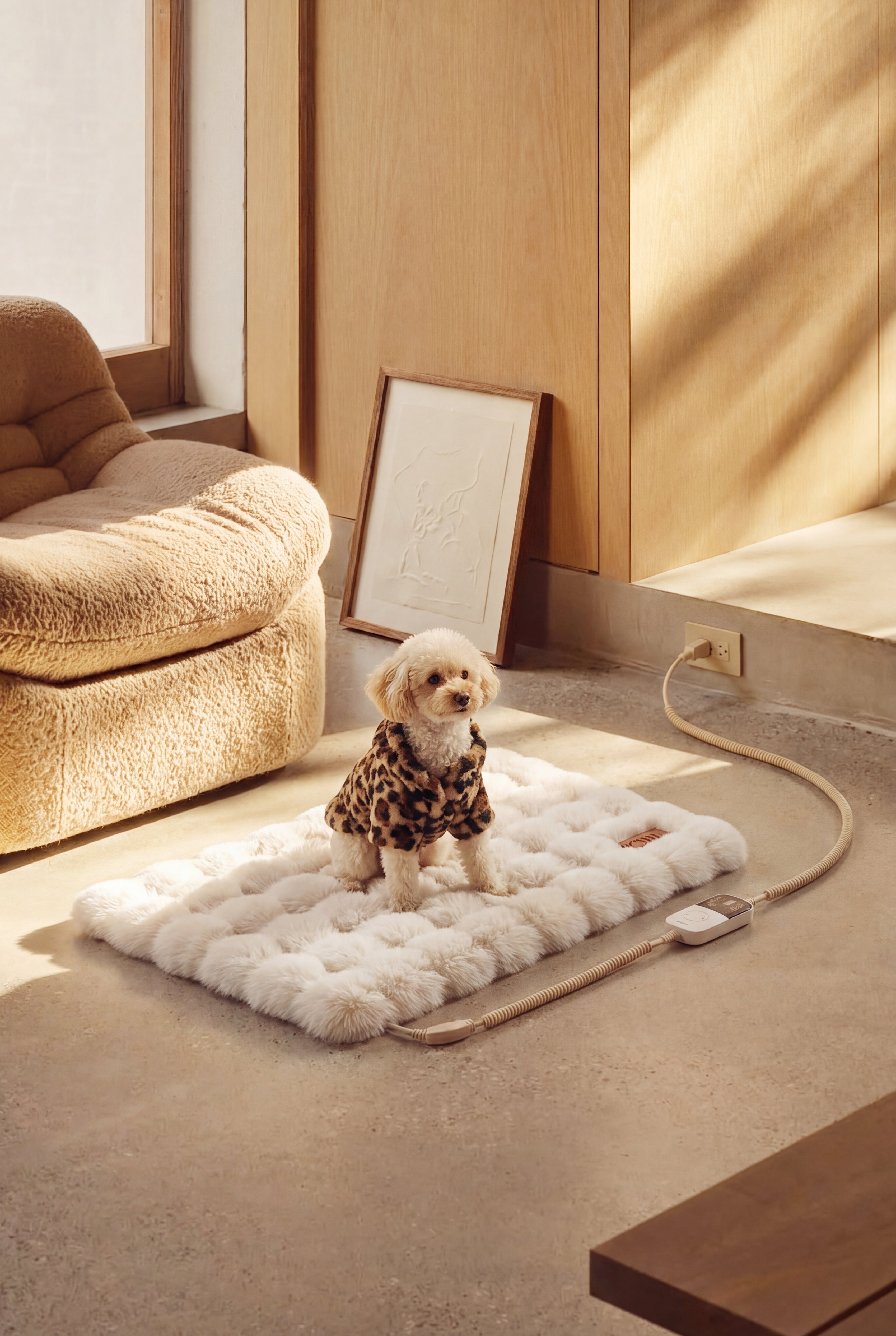 KSIIA Heated Pet Bed Mat | Electric Warming Pad for Small Dogs & Cats, Safe Thermostat Control, Washable & Anti-Chew Cord