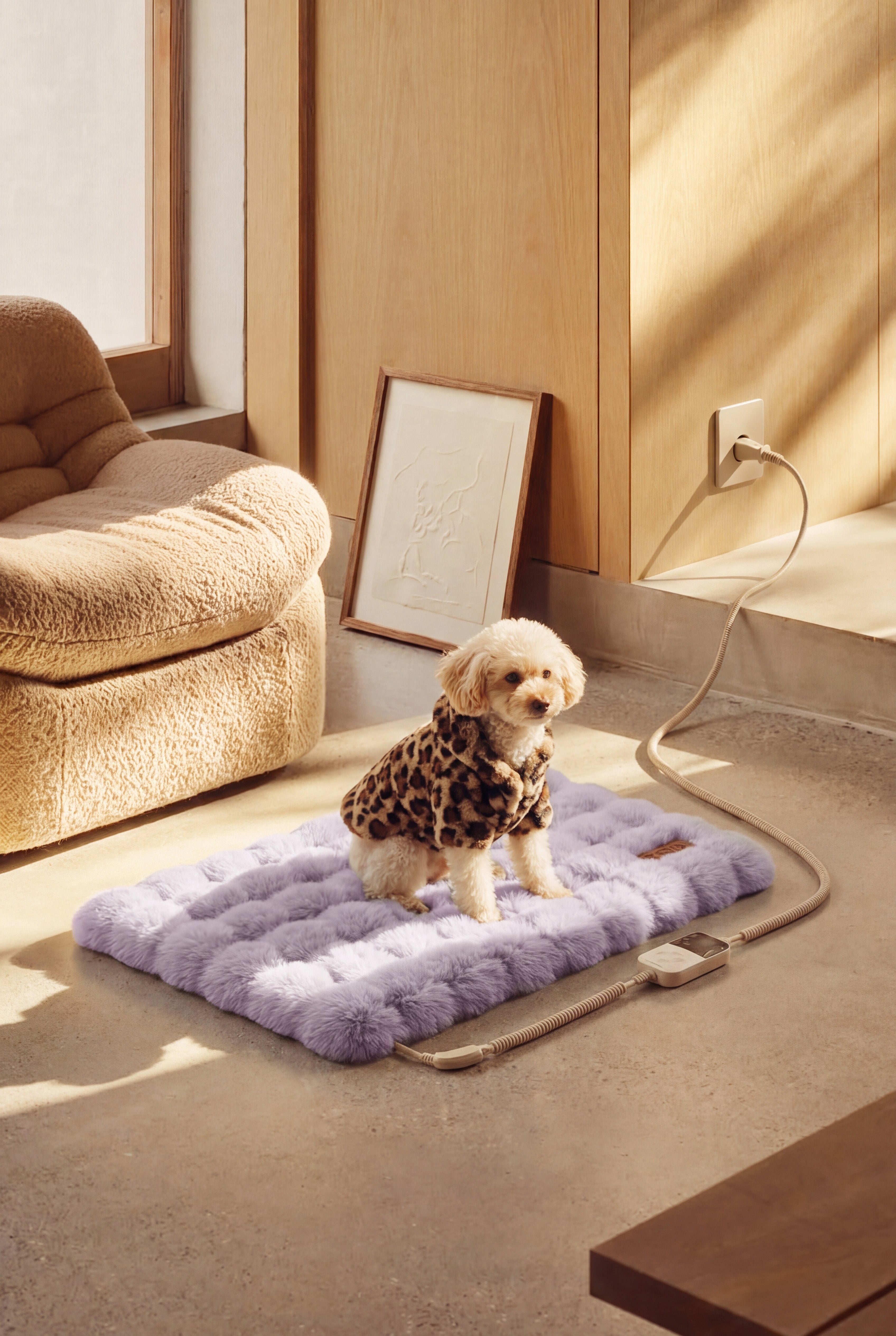 KSIIA Heated Pet Bed Mat | Electric Warming Pad for Small Dogs & Cats, Safe Thermostat Control, Washable & Anti-Chew Cord