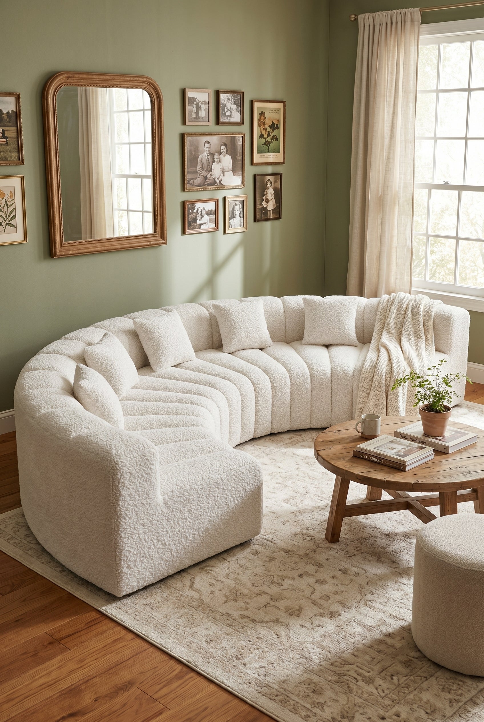 Modular Bouclé Boneless Sectional Sofa | Soft Curved Cloud Couch with Compression Foam