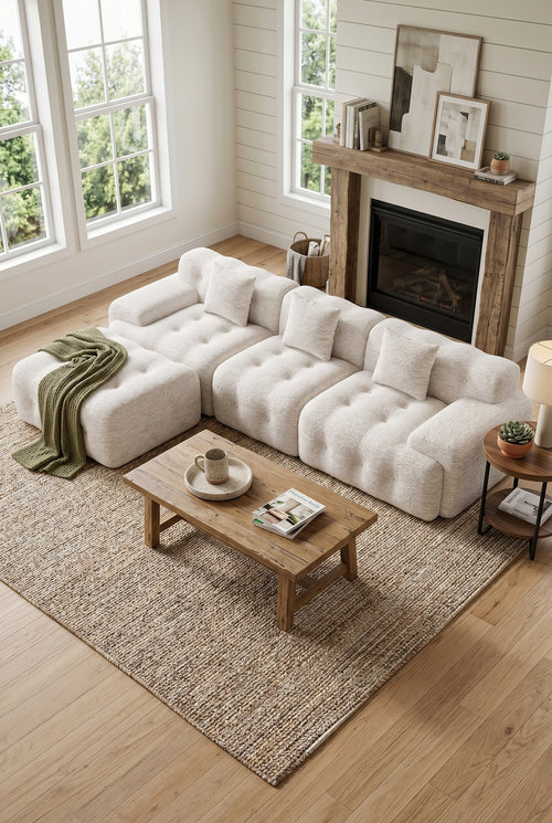 110'' Modular L-Shape Boneless Sectional Sofa | Tufted Cloud Couch with Compression Foam