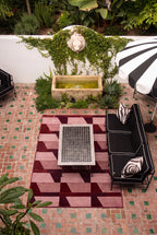 Geometric Pattern Outdoor & Indoor Area Rug, Machine Washable Stain Resistant Rectangular Floor Mat, Modern Abstract Striped Rug for Patio, Living Room & Balcony