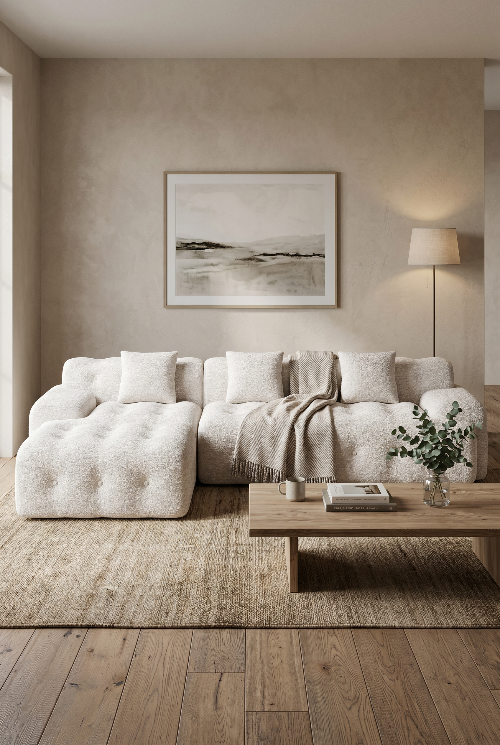 110'' Modular L-Shape Boneless Sectional Sofa | Tufted Cloud Couch with Compression Foam